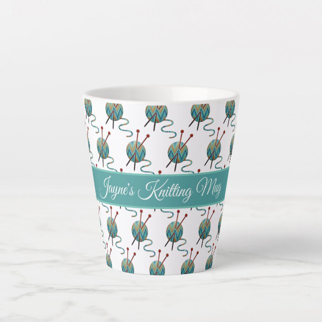 Taza De Café Latte Bolas de Yarn para la peluca de punto personalizad (Anverso)