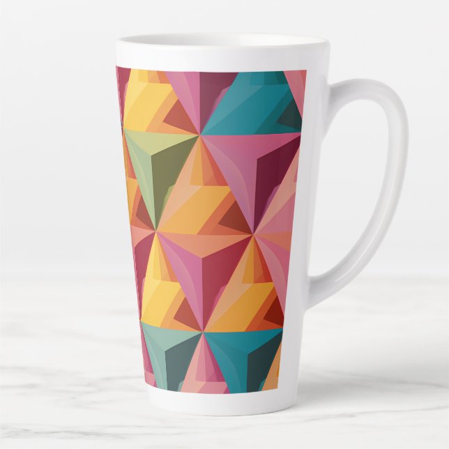 Taza De Café Latte Bold Geometric Triangle Pattern  (Derecha)