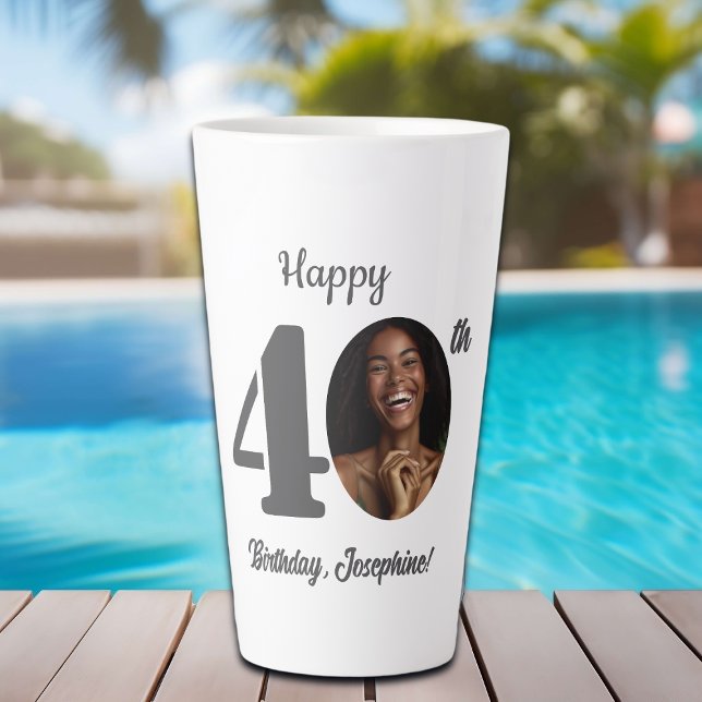 Taza De Café Latte Bold Happy 40th Birthday Photo (Subido por el creador)