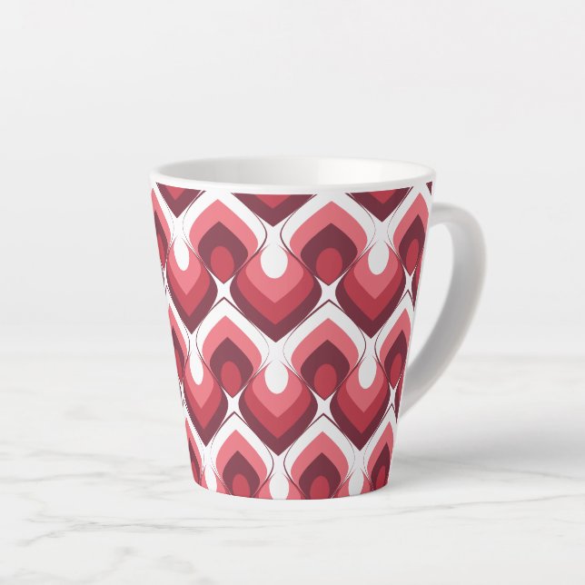Taza De Café Latte Bold Retro Modern Motif in Pinks (Ángulo derecho)