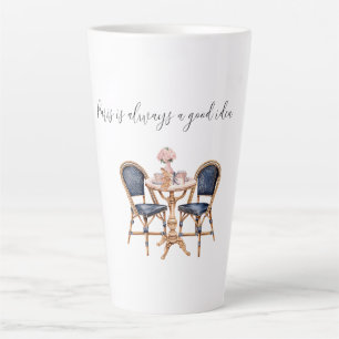 Taza De Café Latte Bolitas de pan Pink Blue Paris