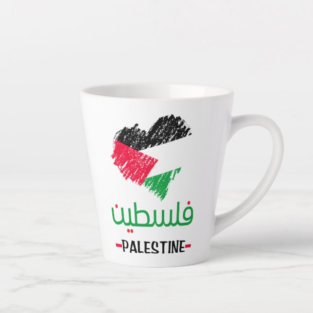 Taza De Café Latte Bolsa de aleta del corazón de Palestina (Derecha)