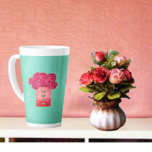 Taza De Café Latte Bolsa De Rosas-II (This Bag Of Roses Latte Mug could become your favorite, latte mug!)