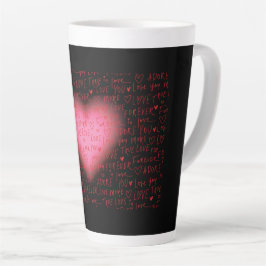 Taza De Café Latte Bolsa electrónica de Pink Heart Valentine