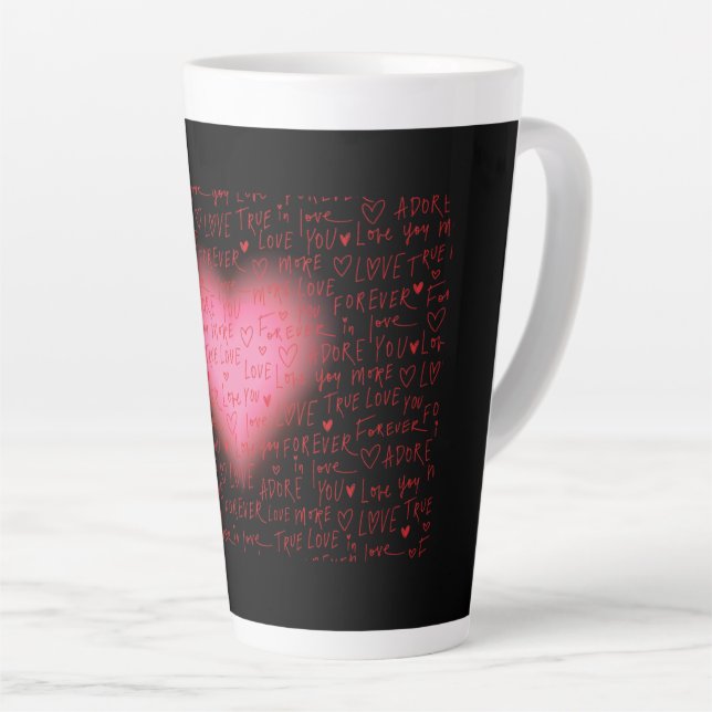 Taza De Café Latte Bolsa electrónica de Pink Heart Valentine (Ángulo derecho)