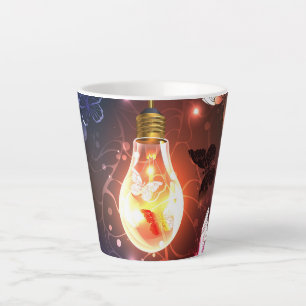 Taza De Café Latte Bombilla brillante con mariposas nocturnas