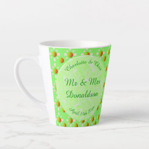 Taza De Café Latte Bonito Boda Primavera Flor de Apple y manzanas