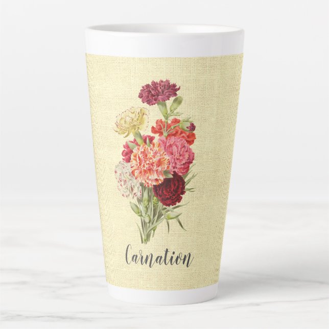 Taza De Café Latte Bonito Carnation Bouquet (Anverso)