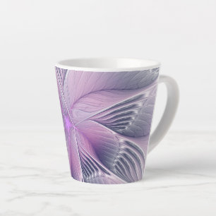 Taza De Café Latte Bonito Flor Rosa Moderna Resumen Arte Fractal