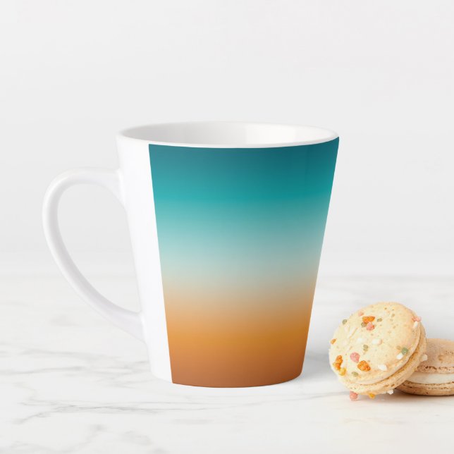 Taza De Café Latte Bonito Ombre Naranja soleado y degradado azul Verd (In situ)