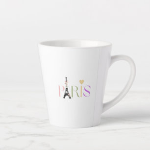 Taza De Café Latte Bonito Paris Textos y Torre Eiffel Café Latte Mug