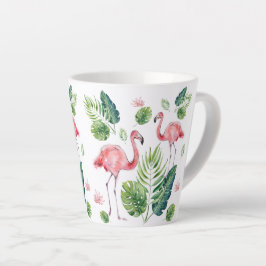 Taza De Café Latte Bonito patrón flamencos rosados