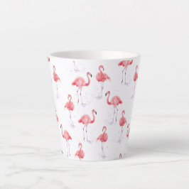 Taza De Café Latte Bonito patrón flamencos rosados