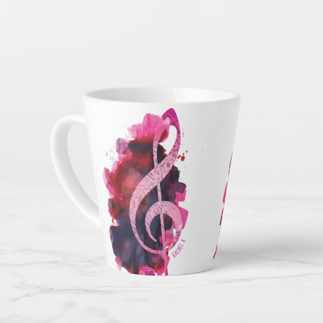Taza De Café Latte Bonito personalizado Piano Rosa Gran Música (Ángulo izquierdo)