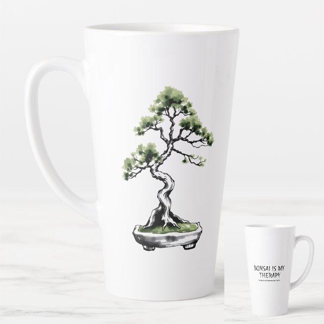 Taza De Café Latte Bonsai is My Therapy funny quote for bonsai lovers (Subido por el creador)