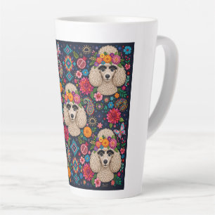 Taza De Café Latte Boo22 Artista Caniche Boho Floral – Caniche Colori