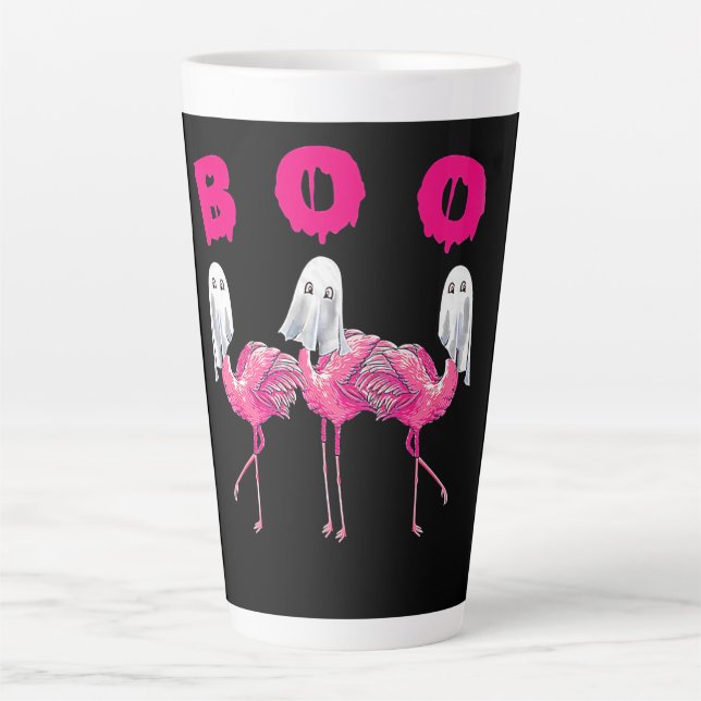 Taza De Café Latte Boo Flamingo Halloween Flamingo Ghost (Anverso)