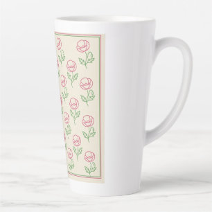 Taza De Café Latte Borde de contorno de amapola vintage