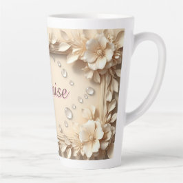 Taza De Café Latte Borde floral con nombre personalizado
