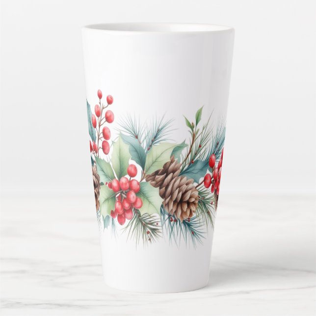Taza De Café Latte Borde Rústico de Acuarela (Anverso)