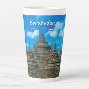 Taza De Café Latte Borobudur, Indonesia - Antiguo Templo Budista L