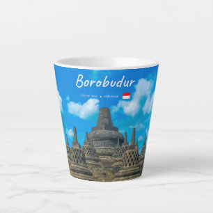 Taza De Café Latte Borobudur, Indonesia - Antiguo Templo Budista S