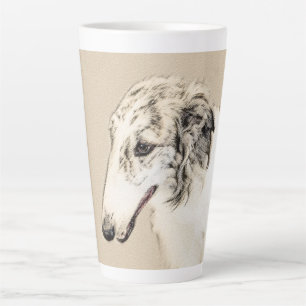Taza De Café Latte Borzoi (cordero plateado) Pintura original del per