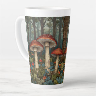 Taza De Café Latte Bosque boscoso de setas vintage de Boho