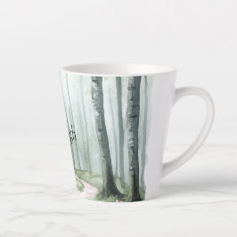 Taza De Café Latte Bosque Encantado Romántico de Navidad