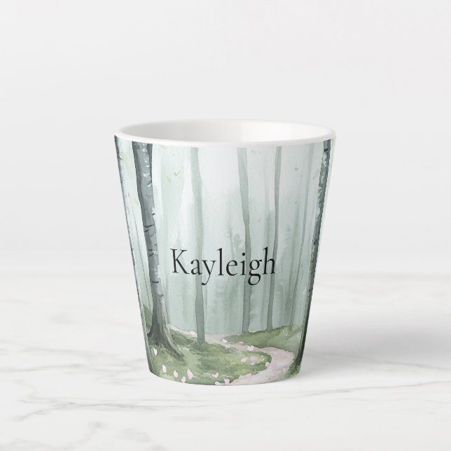 Taza De Café Latte Bosque Encantado Romántico de Navidad (Anverso)