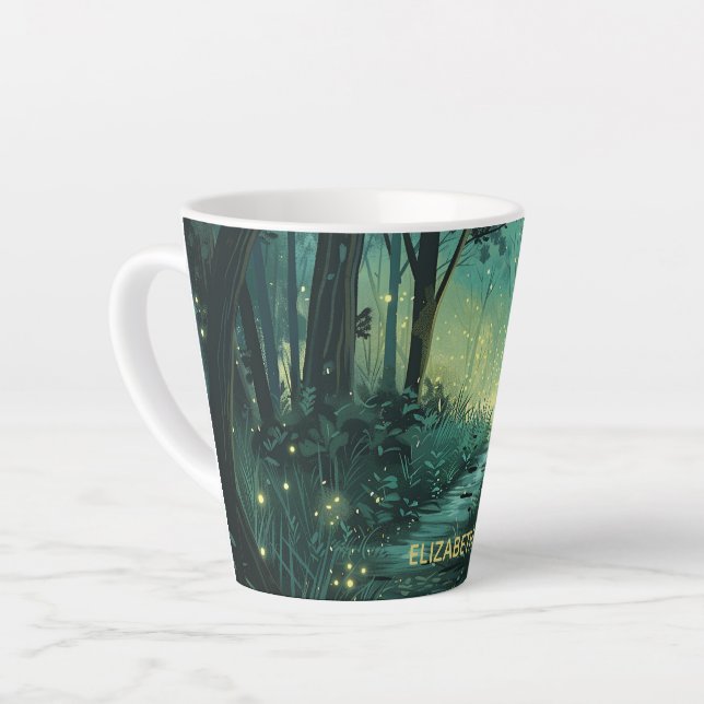 Taza De Café Latte Bosque Fairy Light personalizado (Ángulo izquierdo)