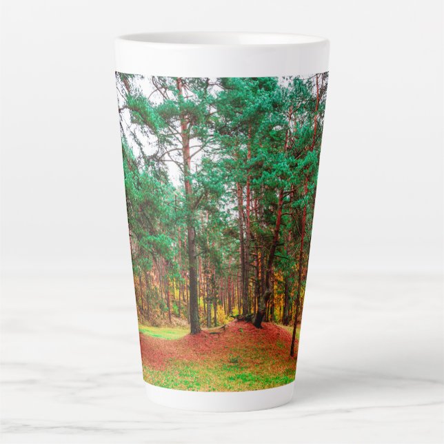 Taza De Café Latte Bosque mixto de otoño (Anverso)