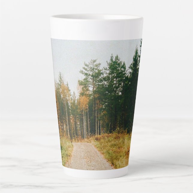 Taza De Café Latte Bosque otoñal sueco (Anverso)