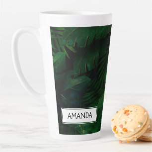 Taza De Café Latte Bosque tropical tropical Leafy Foliage verde