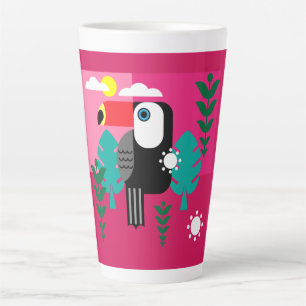 Taza De Café Latte Bosque tropical tropical Toucan