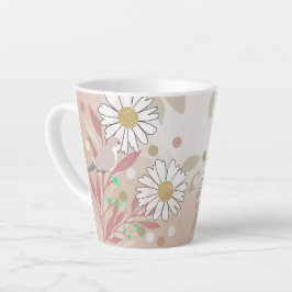 Taza De Café Latte Botánica Pájaro Floral Naturaleza