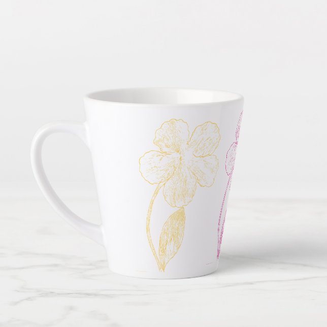 Taza De Café Latte Botanical Floral Trio Latte Mug (Izquierda)