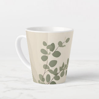 Taza De Café Latte Botanical organic eucalyptus leaf neutral tones