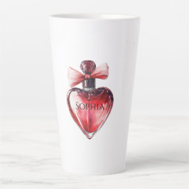 Taza De Café Latte Botella Perfume del Corazón Rojo