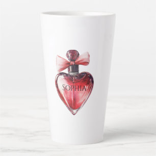 Taza De Café Latte Botella Perfume del Corazón Rojo