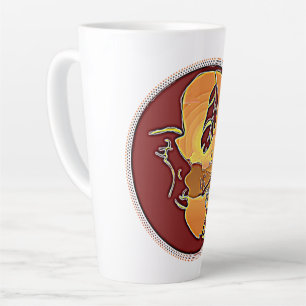 Taza De Café Latte Botón de paisaje - Pluma de la luna de Kokopelli 1