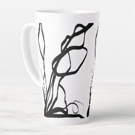 Taza De Café Latte Bouquet Blanc: Resumen blanco y negro