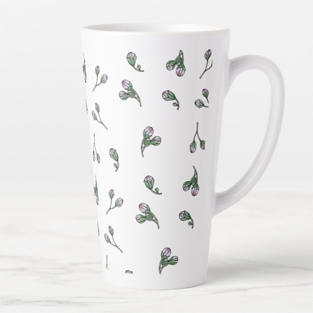 Taza De Café Latte Bourgeons de fleurs roses (Derecha)