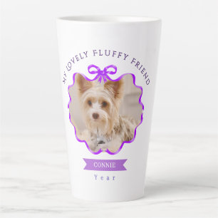 Taza De Café Latte Bow Ribbon Mascota Memory Photo Purple