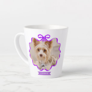Taza De Café Latte Bow Ribbon Mascota Memory Photo Purple