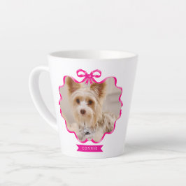 Taza De Café Latte Bow Ribbon Mascota Memory Photo Red