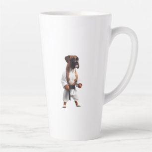 Taza De Café Latte Boxer Dog Play Karate, Boxer Dog Karate Player