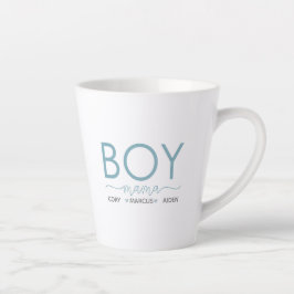 Taza De Café Latte Boy Mama Personalizada Con Nombres