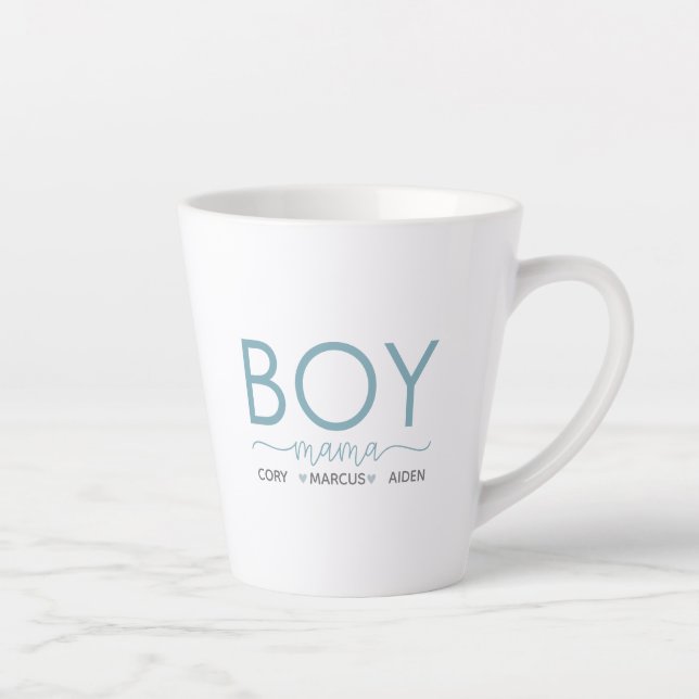 Taza De Café Latte Boy Mama Personalizada Con Nombres (Derecha)