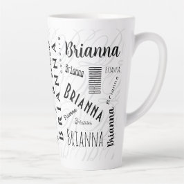 Taza De Café Latte Brianna Nombre Personalizado Negro Blanco 